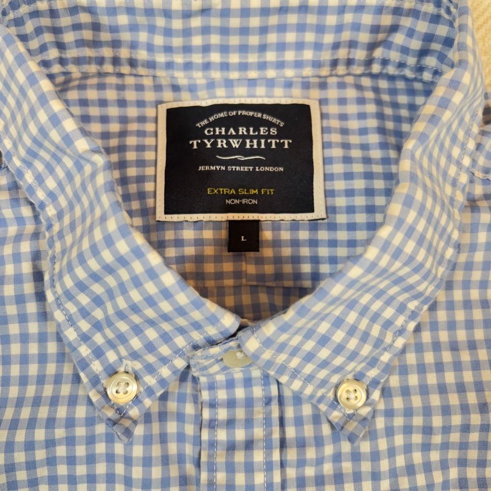 Charles Tyrwhitt Mens ]Extra Slim Fit Non Iron Button Down Shirt Size‎ Large - Picture 6 of 6